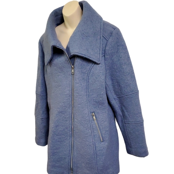 Kenneth Cole Women's Plus Asymmetrical Pressed Boucle Wool Swing Back Coat XXL - Picture 5 of 10